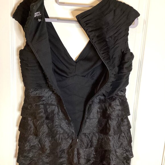 Adrianna Papell Women's Black Tiered Ruffled Sleeveless Dress Evening Wear - Picture 6 of 9